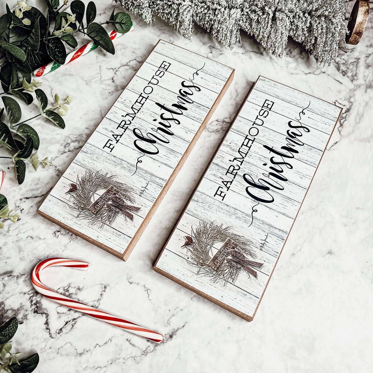 Farmhouse Christmas Sign Wooden Rustic Holiday Decor Minimalist Neutral 10x4