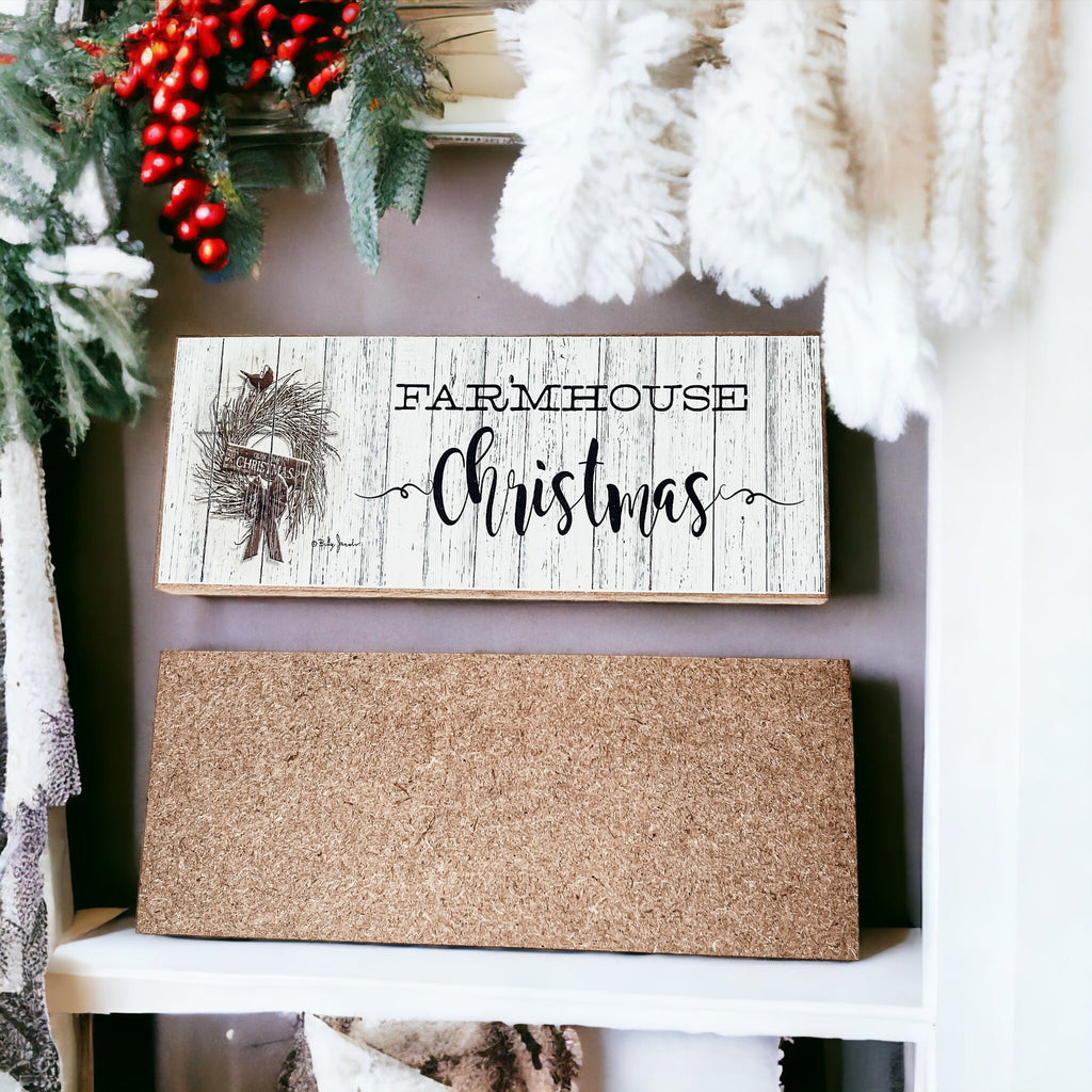 Farmhouse Christmas Sign Wooden Rustic Holiday Decor Minimalist Neutral 10x4