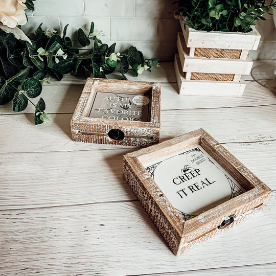 Reversible Double-Sided Fall And Halloween Sign, Autumn Color / Creep It Real