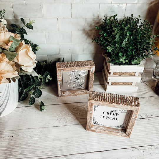 Reversible Double-Sided Fall And Halloween Sign, Autumn Color / Creep It Real