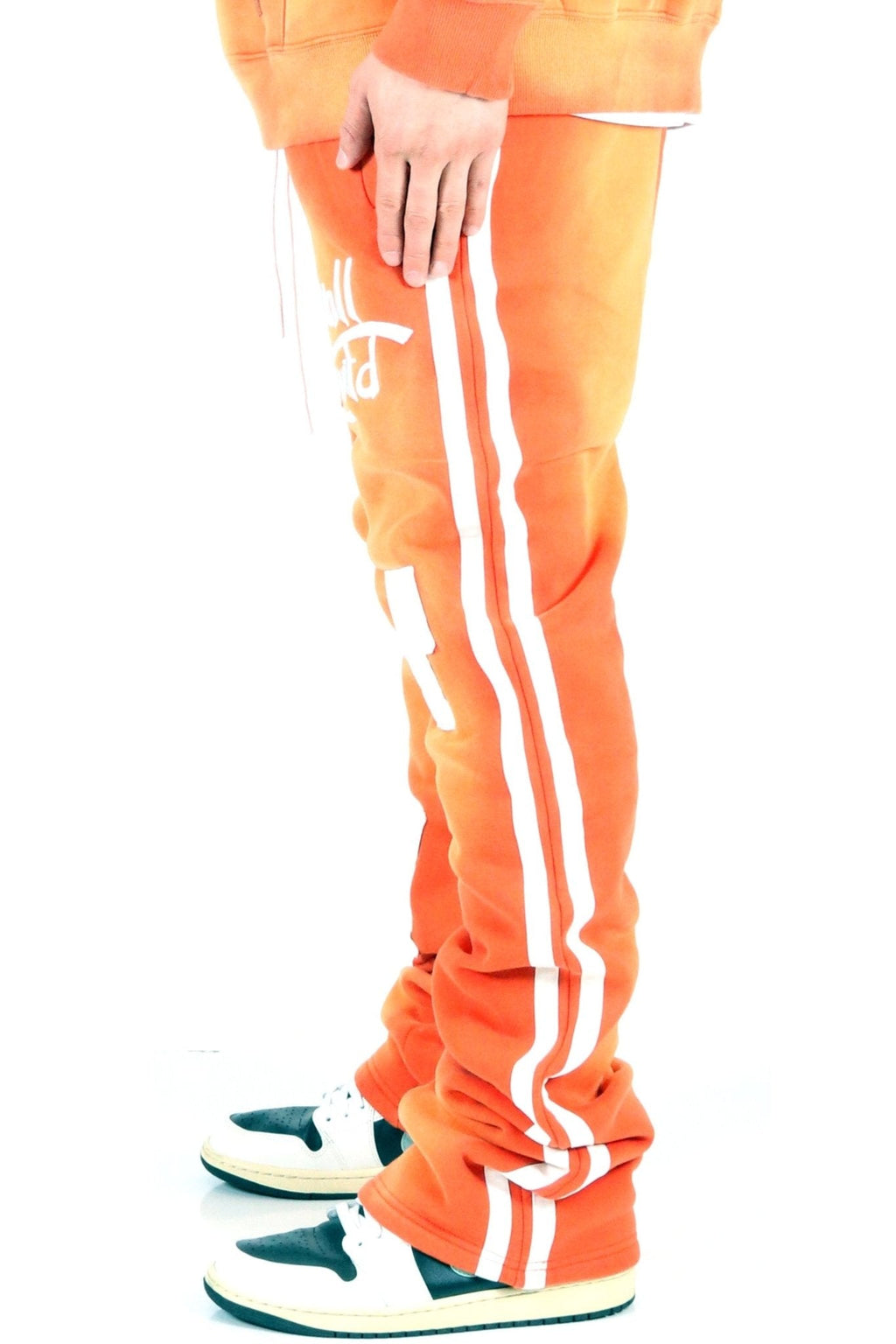 MARMA Heavy weight brushed vintage washing skinny flare stacked pants