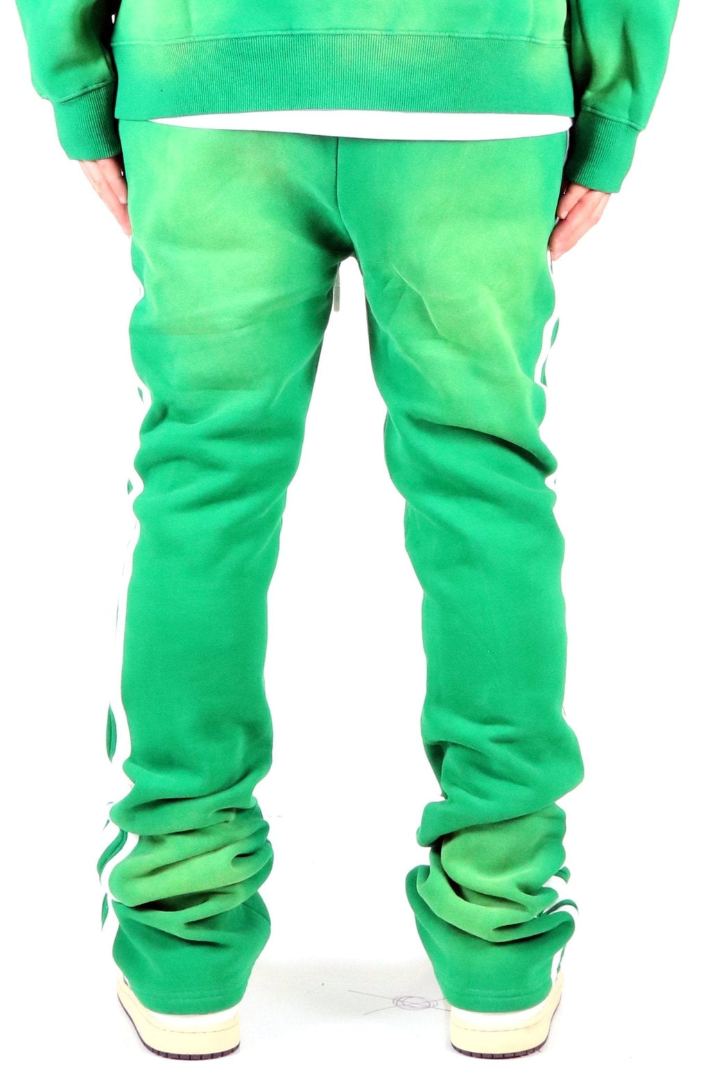 PINE Heavy weight brushed vintage washing skinny flare stacked pants