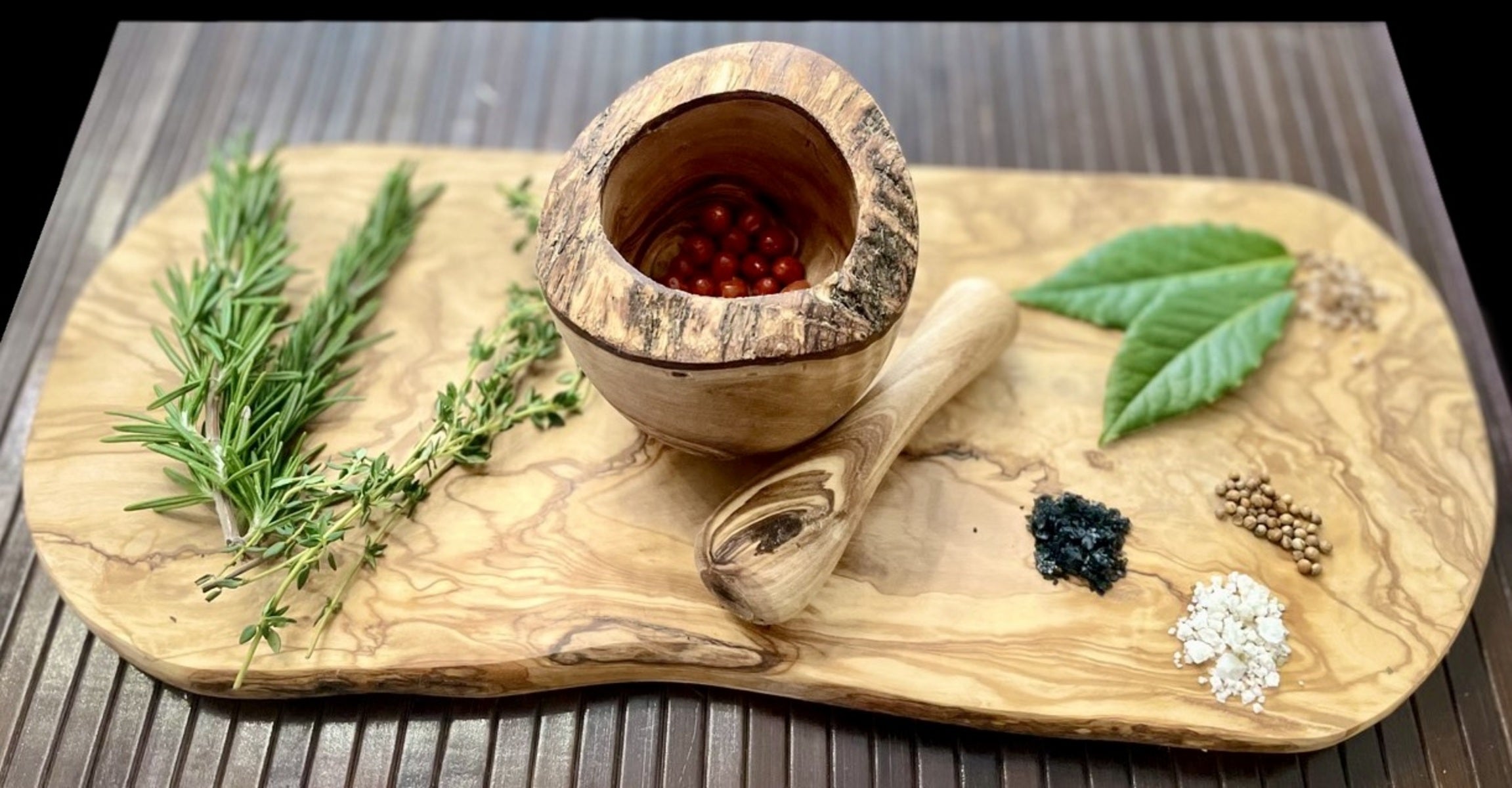Olive Wood Mortar Pestle Rustic Handmade Kitchen Grinder For Spices