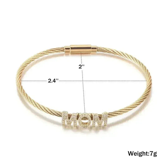 "Mom" Pave Bracelet - Hypoallergenic 316L Stainless Steel Jewelry