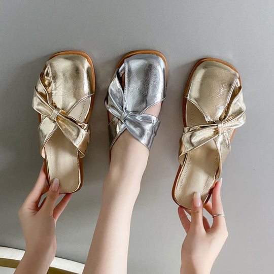 Fashion Square Toe Slippers Women's Summer Comfortable Flats