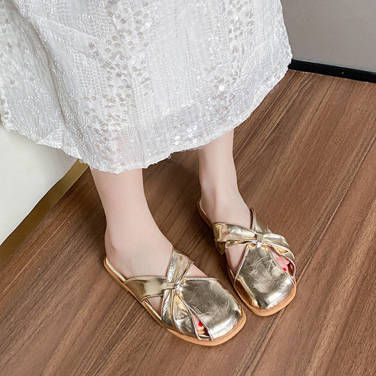 Fashion Square Toe Slippers Women's Summer Comfortable Flats