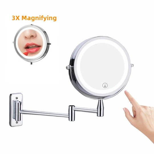 DecorBites™ LED Light Makeup Mirror 10X Magnification Double Side Touch Dimming