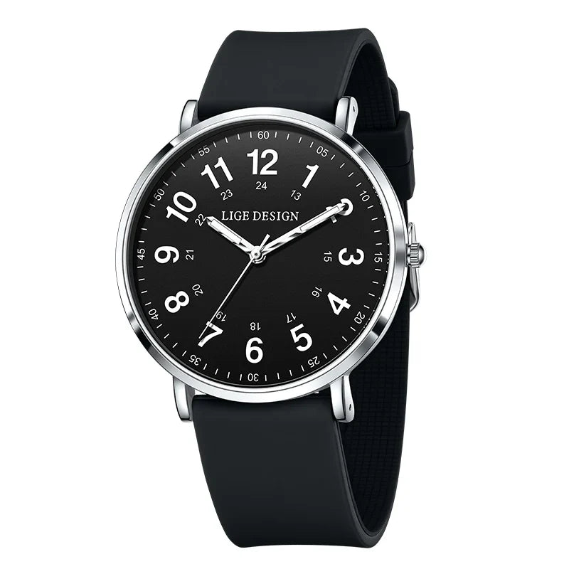 Women's Pink Silicone Watch Large Dial Rose Gold Minimal