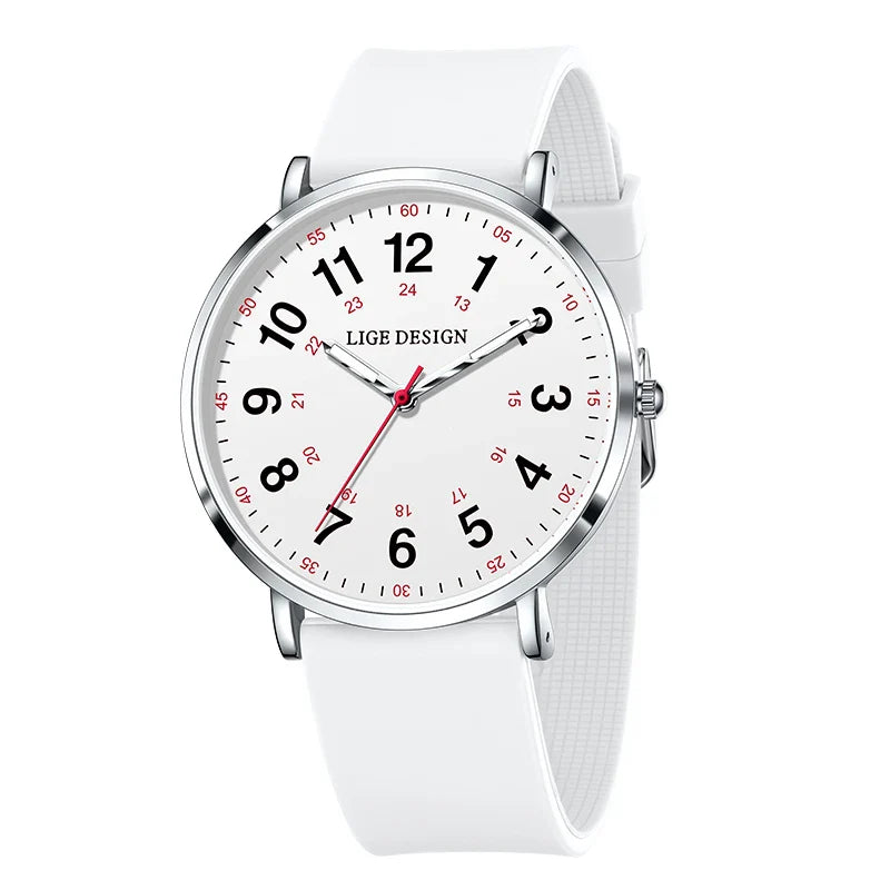 Women's Pink Silicone Watch Large Dial Rose Gold Minimal