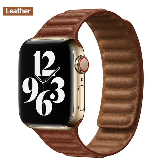 Apple Watch Leather Band - Premium Magnetic Loop Strap