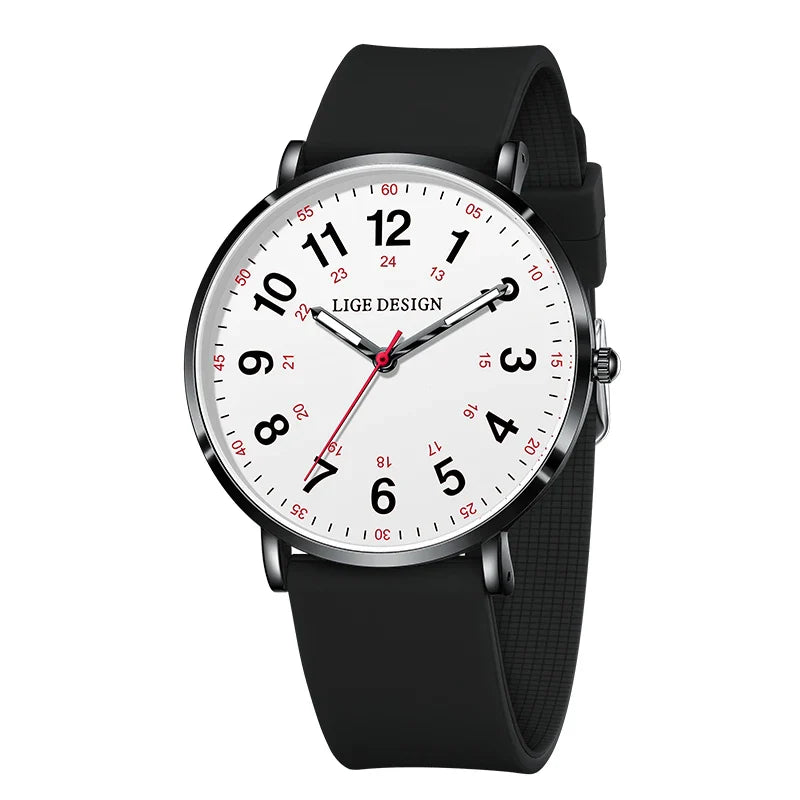 Women's Pink Silicone Watch Large Dial Rose Gold Minimal