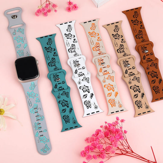 Apple Watch Engraved Silicone Strap - Comfortable Waterproof Band