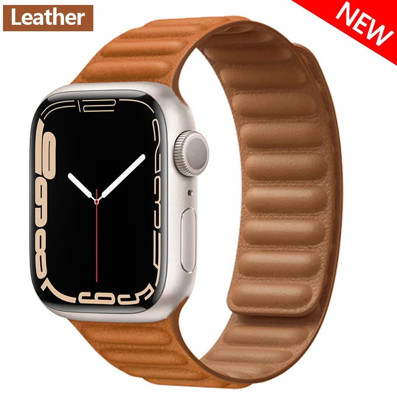 Apple Watch Leather Band - Premium Magnetic Loop Strap