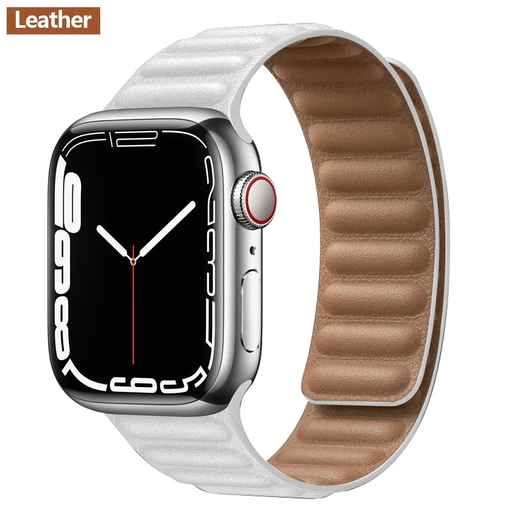 Apple Watch Leather Band - Premium Magnetic Loop Strap