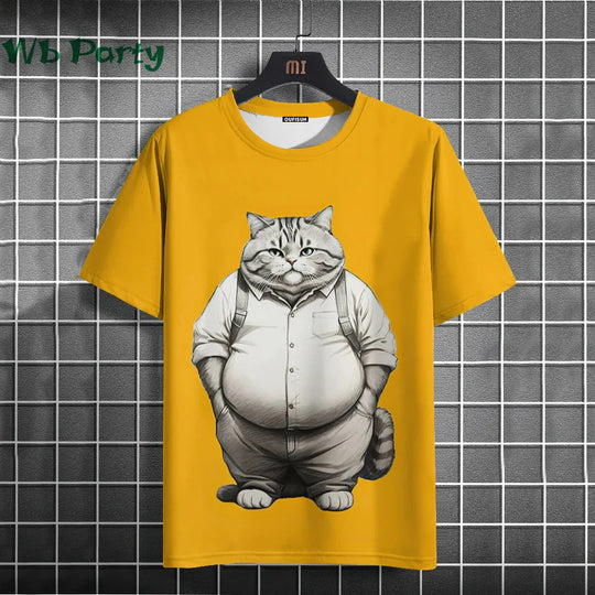 Cat Print T-shirts for Men - Y2K Graphic T-Shirt