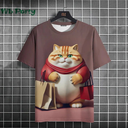 Cat Print T-shirts for Men - Y2K Graphic T-Shirt