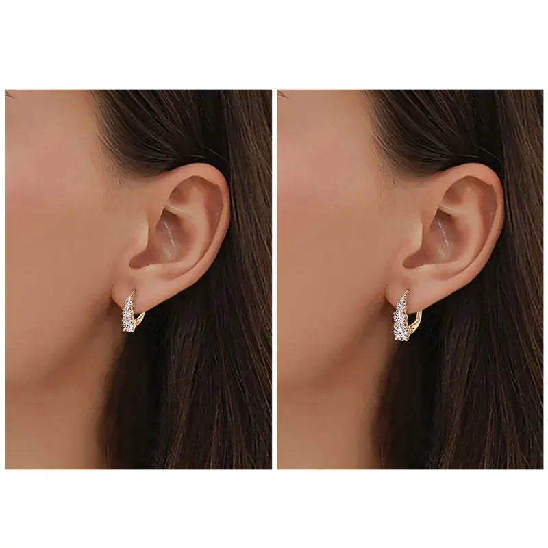 4-Stone Drop Hoop Earrings 925 Sterling Silver Moissanite D VVS1 Clip