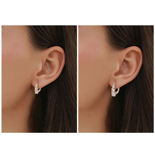 4-Stone Drop Hoop Earrings 925 Sterling Silver Moissanite D VVS1 Clip