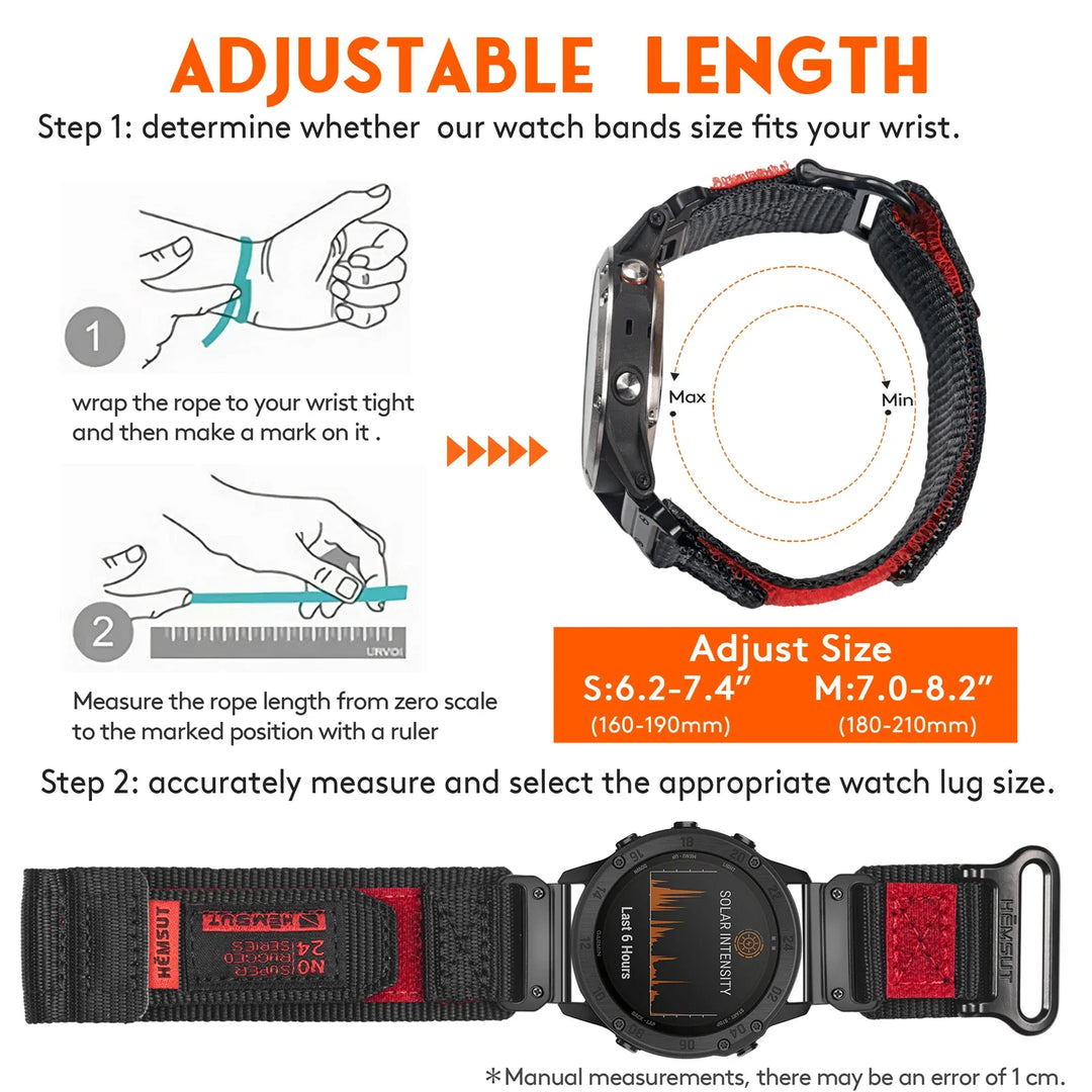 Garmin Nylon Band - Durable Military Sports Strap