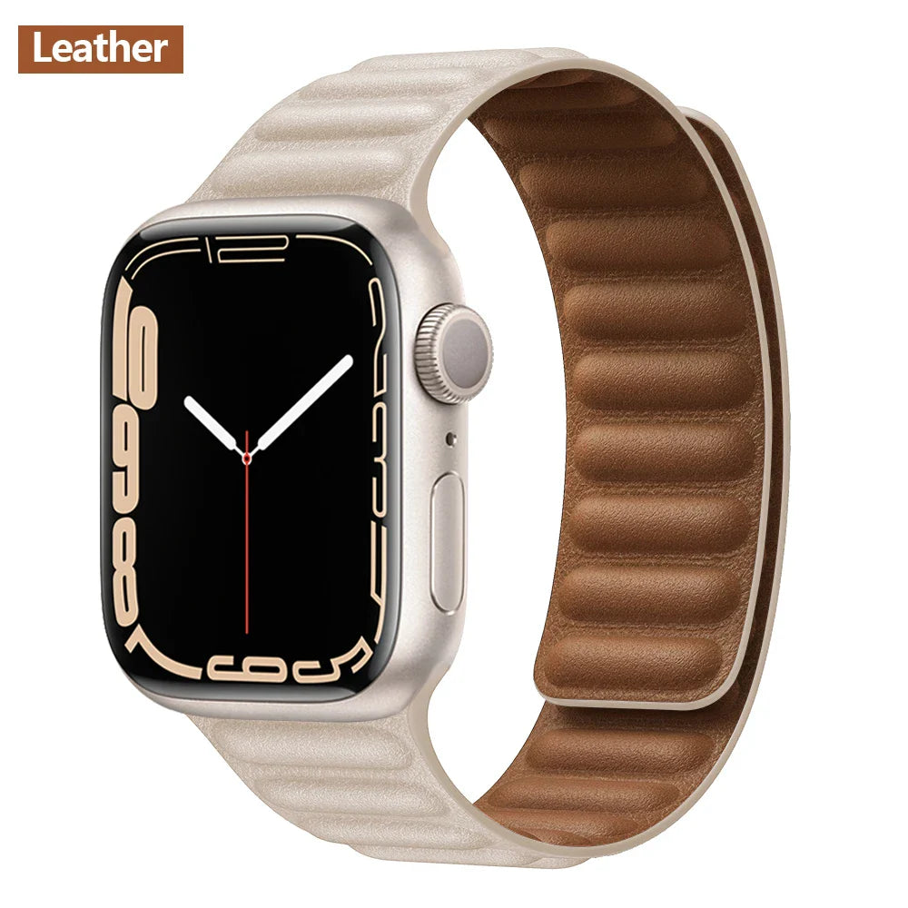 Apple Watch Leather Band - Premium Magnetic Loop Strap