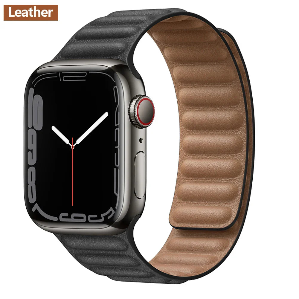 Apple Watch Leather Band - Premium Magnetic Loop Strap