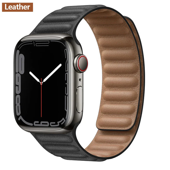 Apple Watch Leather Band - Premium Magnetic Loop Strap