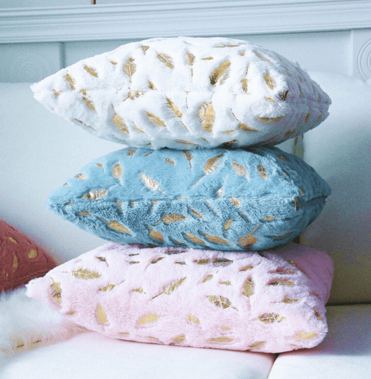 Dixie Plush Velvet 18x18 Decorative Pillow With Gold Hand-Painted Decal