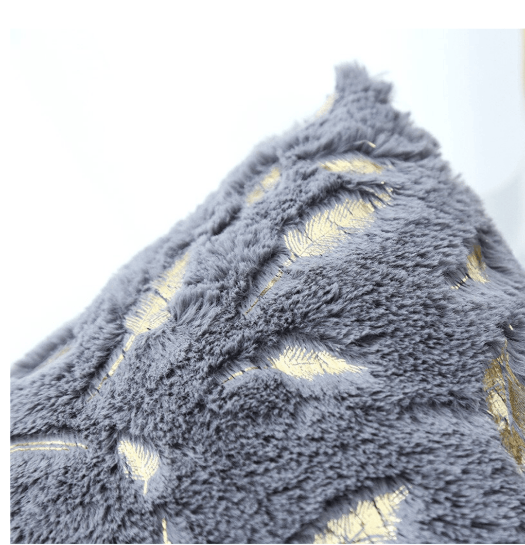 Dixie Plush Velvet 18x18 Decorative Pillow With Gold Hand-Painted Decal