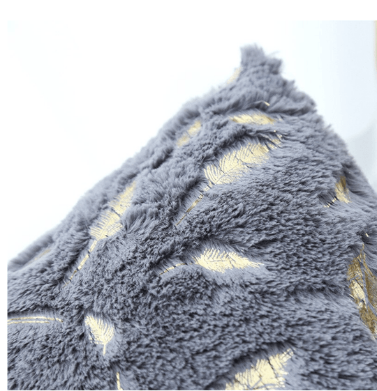 Dixie Plush Velvet 18x18 Decorative Pillow With Gold Hand-Painted Decal