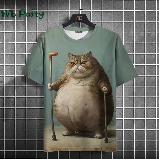 Cat Print T-shirts for Men - Y2K Graphic T-Shirt