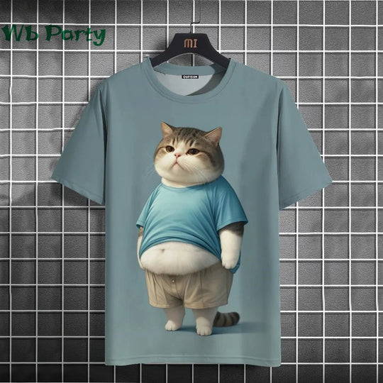 Cat Print T-shirts for Men - Y2K Graphic T-Shirt