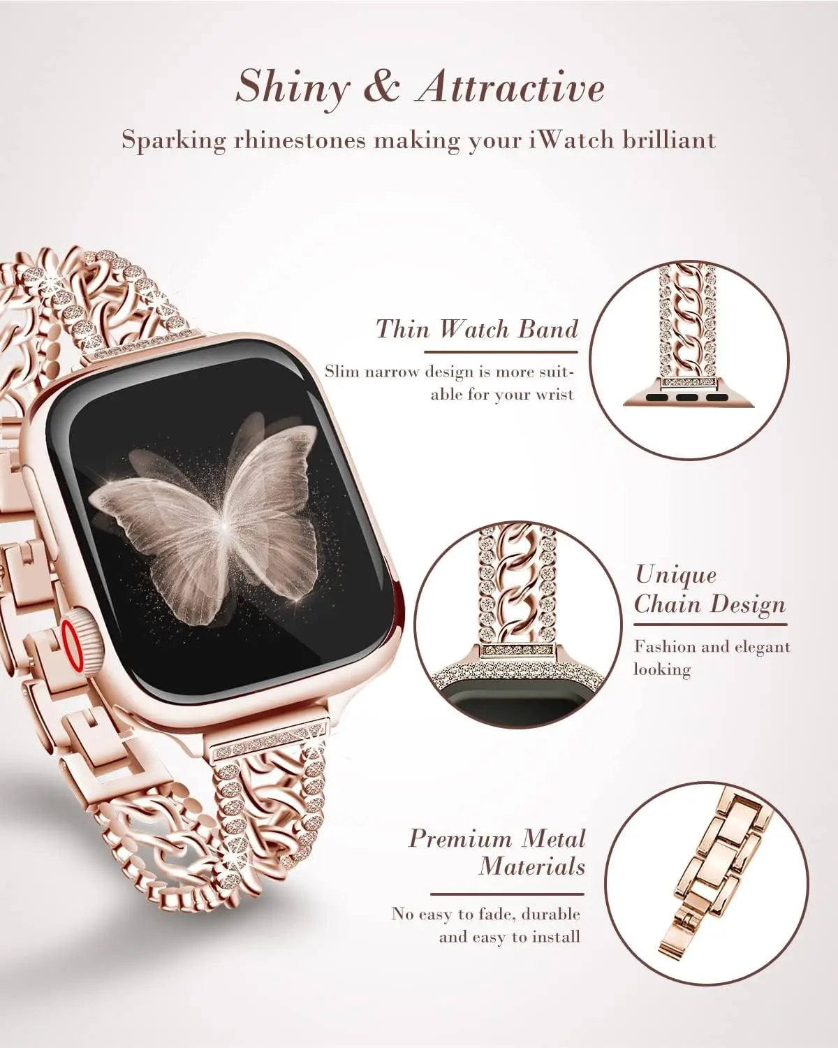 Apple Watch Chain Diamond Band - Rhinestone Loop Strap