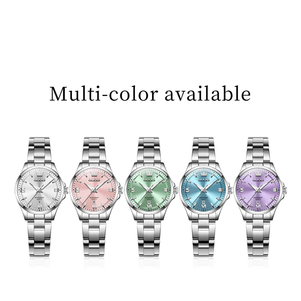 Women's Stainless Steel Watch Lavender Dial Calendar