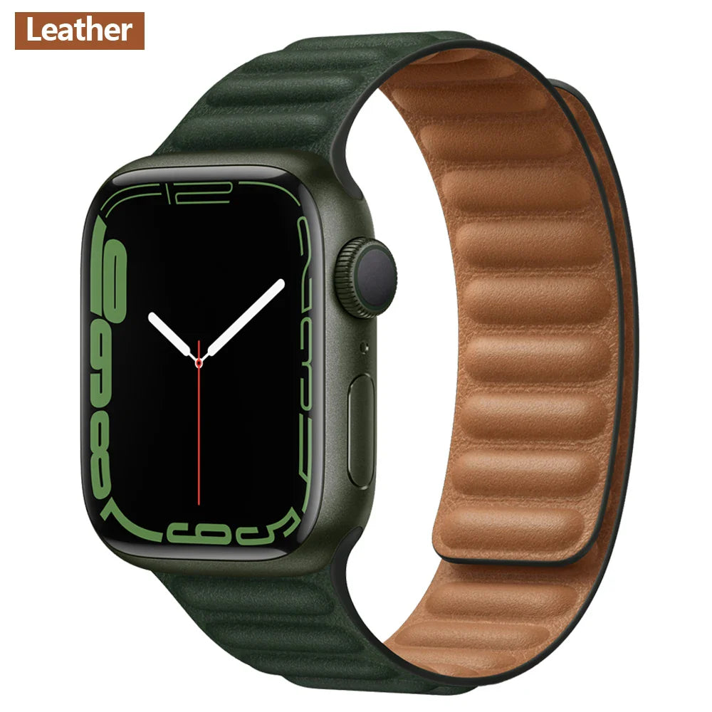 Apple Watch Leather Band - Premium Magnetic Loop Strap