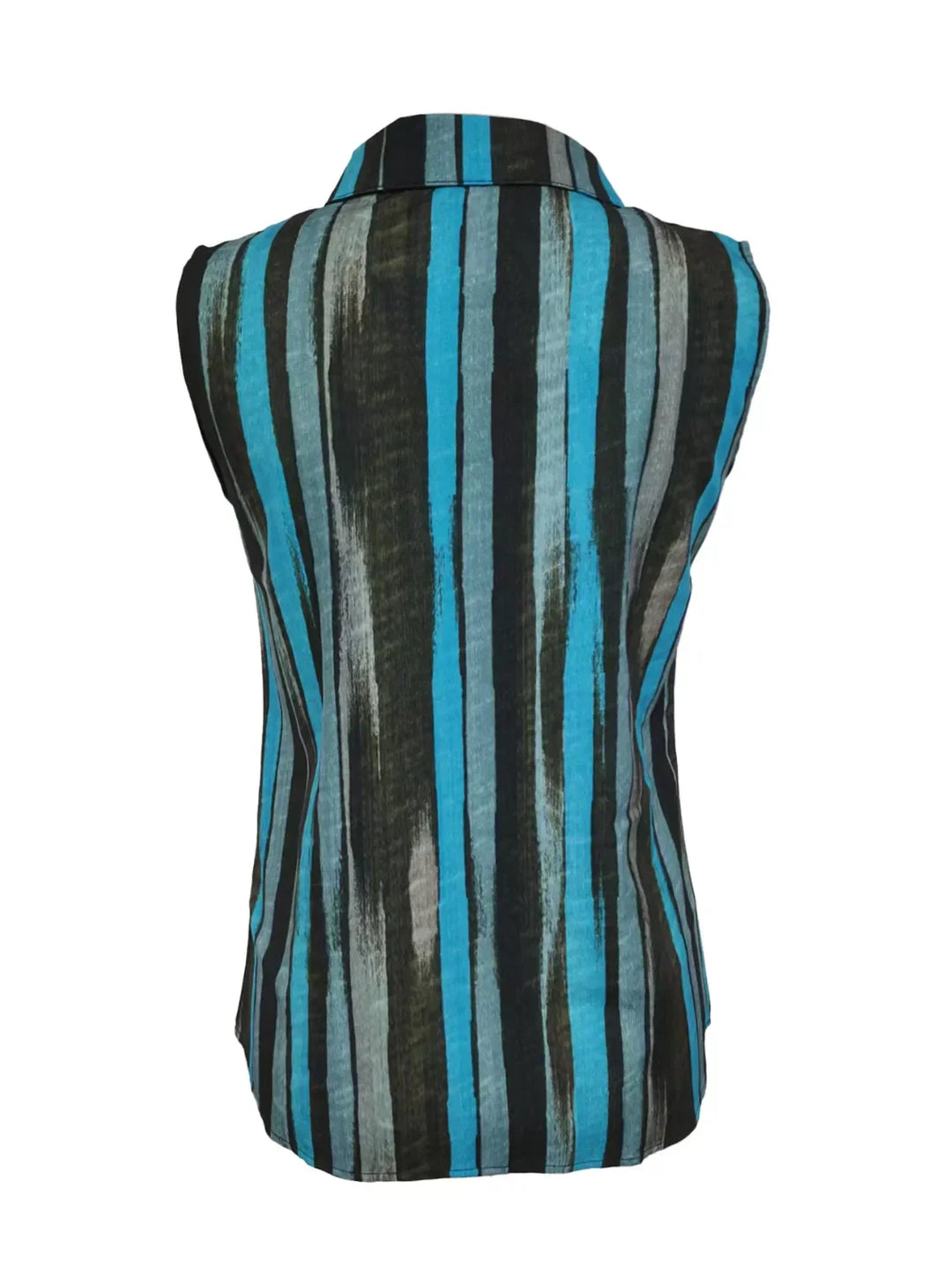 Button Detail Striped Sleeveless Shirt
