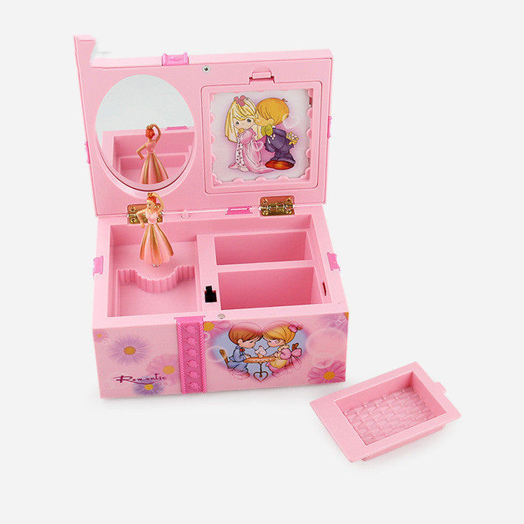 Creative Rotating Ballet Music Box With Makeup Mirror
