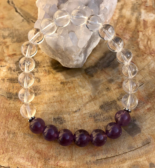 Amethyst Crystal Quartz Stretch Bracelet Healing Beads