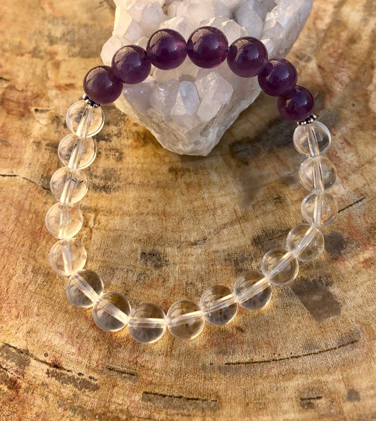 Amethyst Crystal Quartz Stretch Bracelet Healing Beads