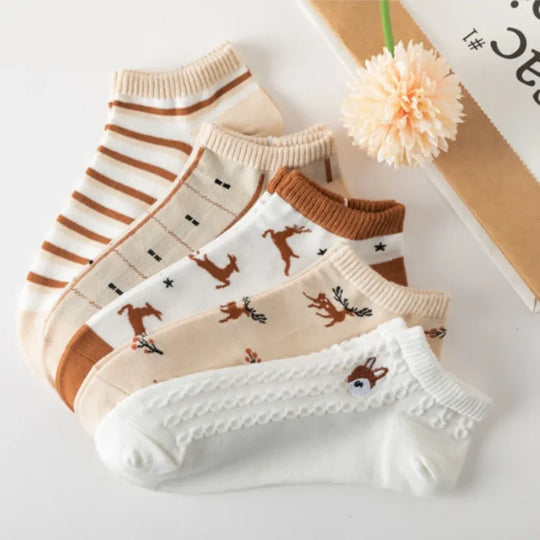 Ankle Boat Socks for Women - Breathable Spring Autumn Casual Socks