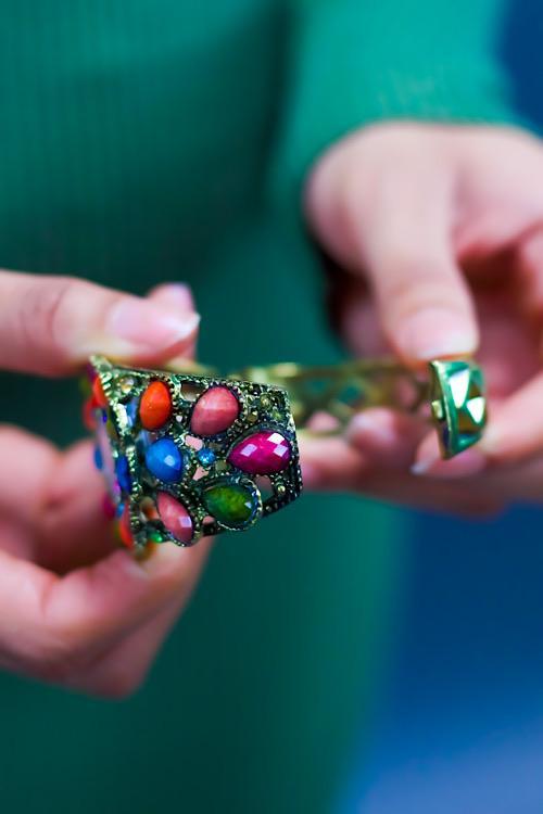 Antique Flamingo Brass Bracelet Boho Vintage Statement