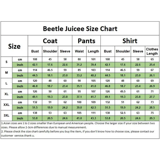 Beetlejuice Cosplay Suit – Black & White Striped Costume Set