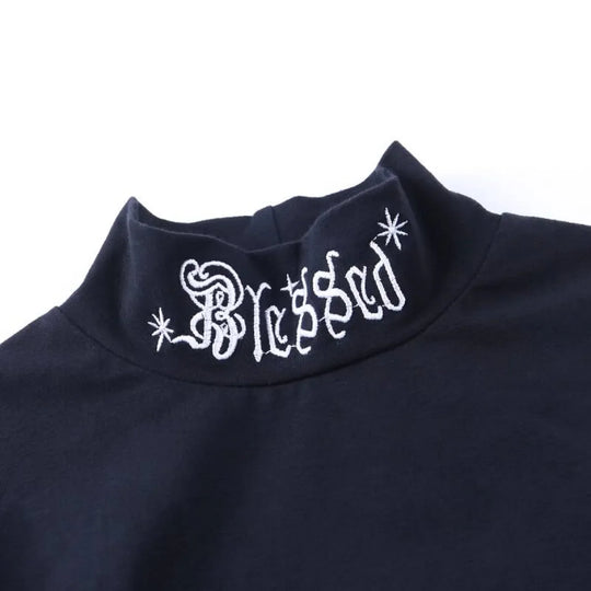 "Blessed" Goth Crop Top