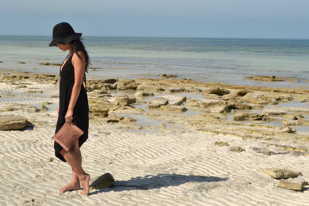 Sierra Tribal Handwoven Saa Mulberry Clutch - Lined Boho Beach Brunch Bag