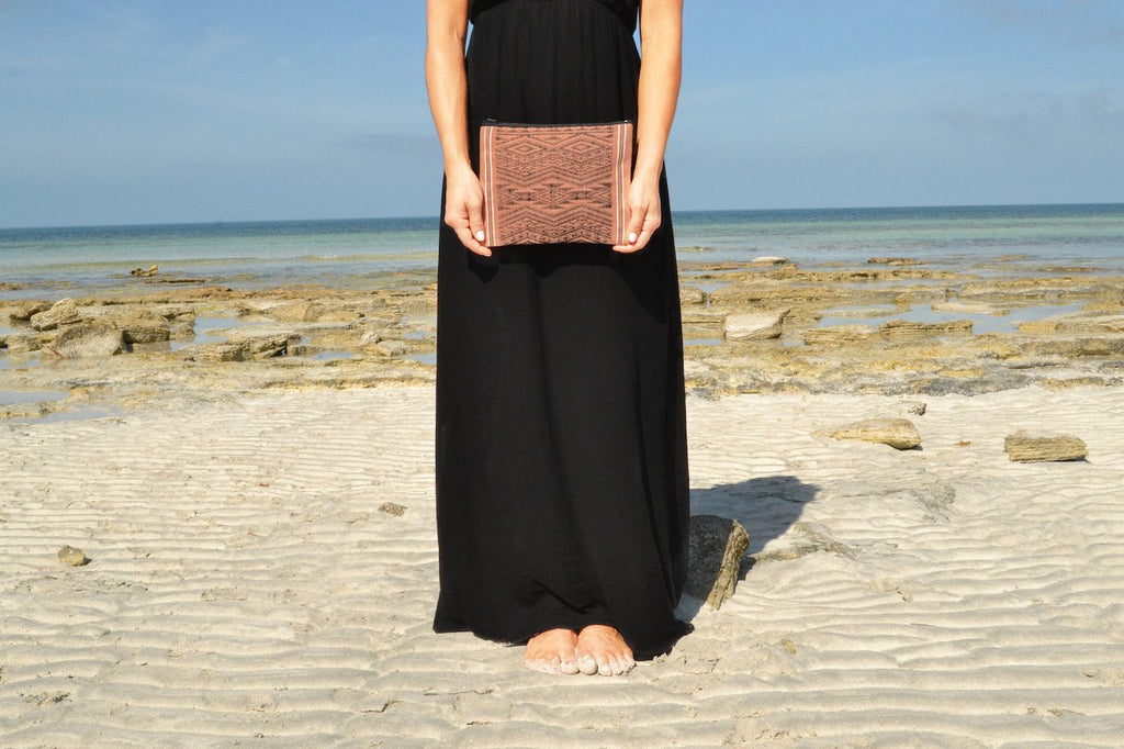 Sierra Tribal Handwoven Saa Mulberry Clutch - Lined Boho Beach Brunch Bag