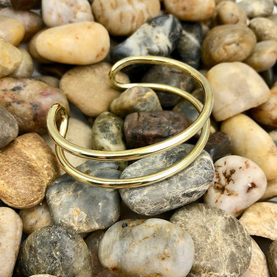 Bombshell Wire Cuff - Adjustable Recycled Brass Arm Cuff, Minimal Artisan