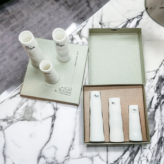 Mini Porcelain Vase Gift Set 3 White Glazed Bud Vases In Gift Box