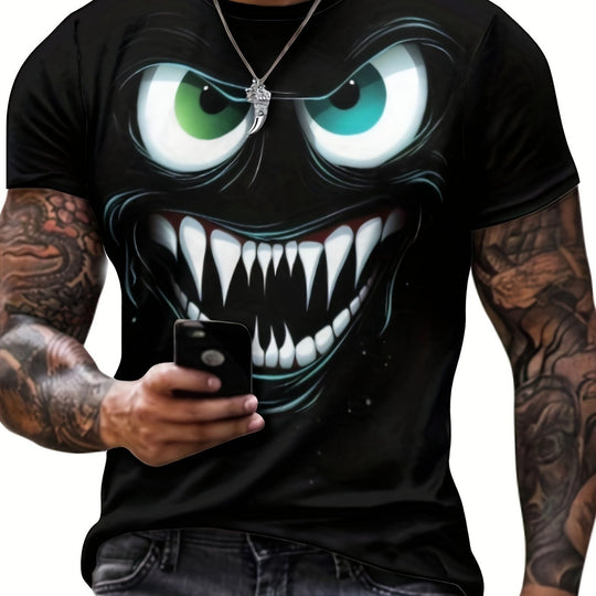 3D Evil Smile T-Shirt for Men – Streetwear Graphic Short Sleeve Tee