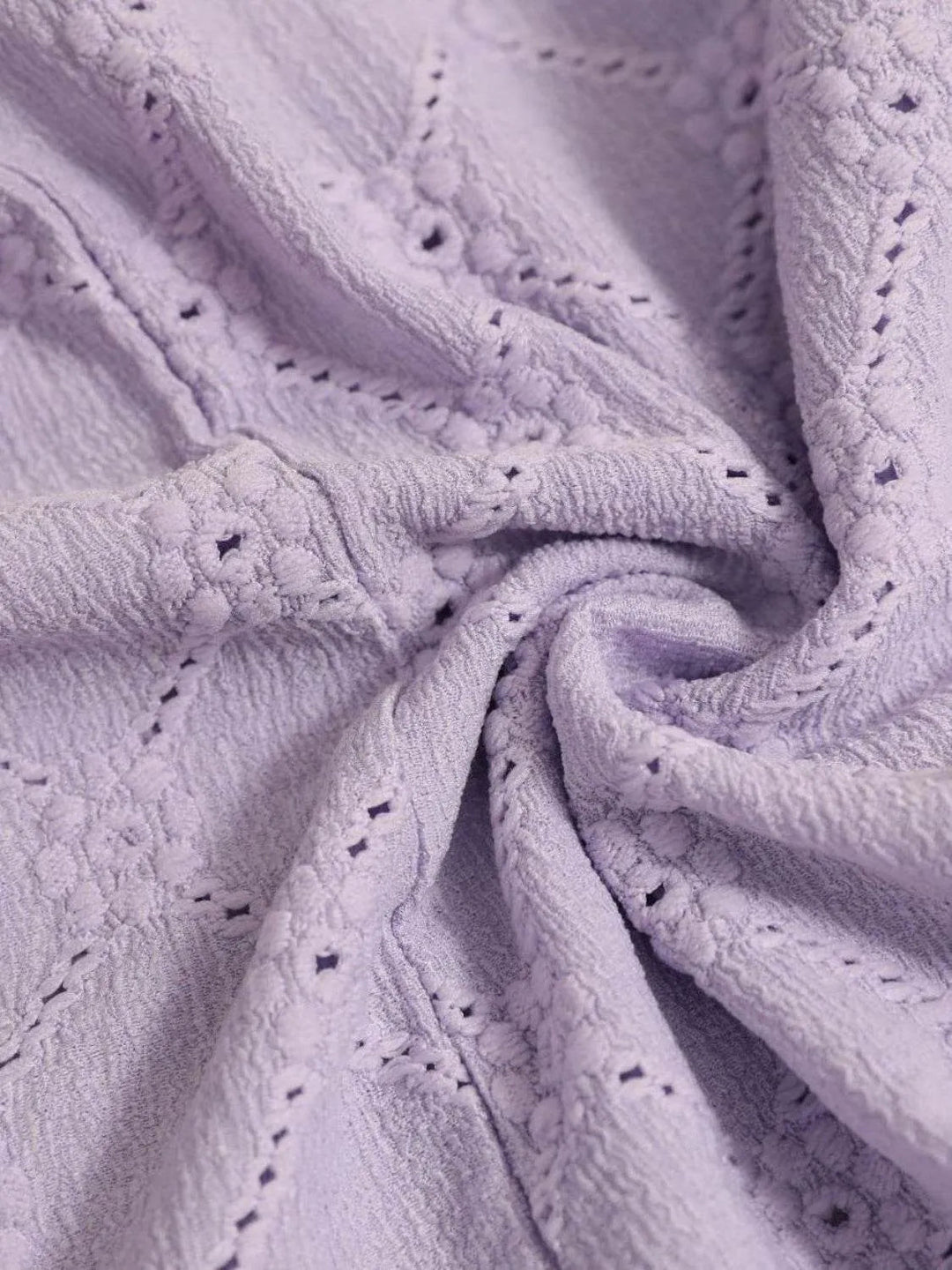 Eyelet Round Neck Flutter Sleeve Top