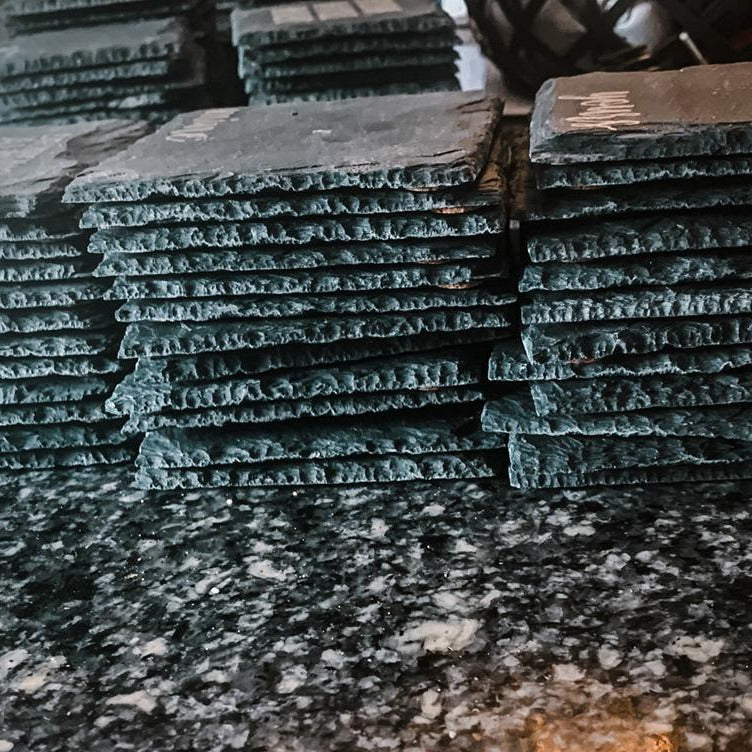 Slate Coaster Hand-Stamped Artisan Drink Coaster With Cork Feet - USA Slate