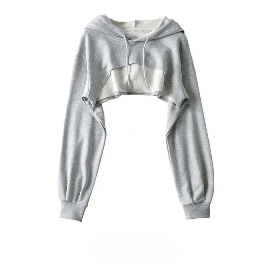 Cropped Hoodie with Raw Hem